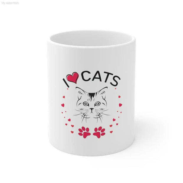 I love Cats Ceramic Coffee Mug - RGMJ Brands 